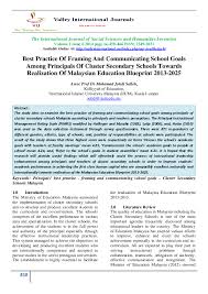 What is teach for malaysia? Pdf Best Practice Of Framing And Communicating School Goals Among Principals Of Cluster Secondary Schools Towards Realization Of Malaysian Education Blueprint 2013 2025 Ningning Maturan Corporal Academia Edu