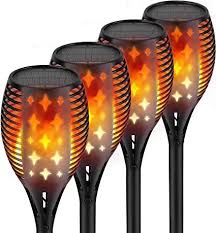 Amazon Com Nekteck Outdoor Torch Light With Star Design 4 Pack Flickering Dancing Flames Waterproof Solar Flame Lights Decoration For Yard Pool Patio Garden Pathway Walkway Home Improvement