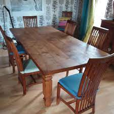 Big round table + 8 chairs. Solid Indonesian Teak Dining Table Seats 8 Furniture Tables Chairs On Carousell