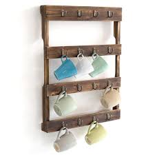 How to display coffee cups. Wall Mounted 16 Hooks Torched Wood Coffee Mug Cup Holder Display Rack Shelf Display Buy Shelf Display Display Shelf Shower Shelf Product On Alibaba Com