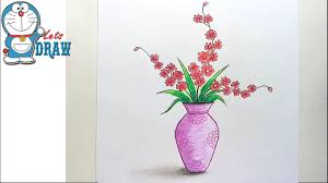 Each side of this piece varies, with lots of lovely glass texture on the grass, flowers and bees with sparkly wings. How To Draw Flower Vase Step By Step Youtube