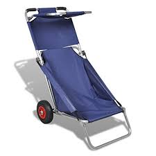 Vidaxl Portable Beach Trolley Chair Table Three In One Blue Want To Know More Click On The Image This Is A Beach Chairs Portable Beach Chairs Beach Cart
