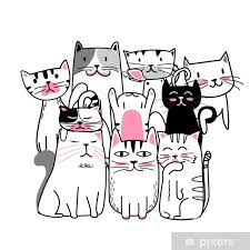 Elle Cizilmis Doodle Karikatur Tarzi Ile Sevimli Kedi Poster Pixers Haydi Dunyanizi Degistirelim