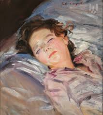 Head of a sleeping girl (c. 1890) by John Singer Sargent Painting