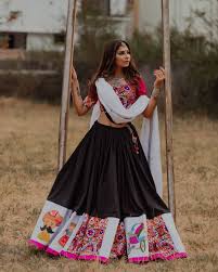 Black Pink Bridal Lehenga Navratri Dress Garba Dress Indian Designer Outfits