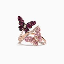 Maybe you would like to learn more about one of these? Effy Nature 14k Rose Gold Ruby Sapphire Diamond Butterfly Ring 1 2 Effyjewelry Com