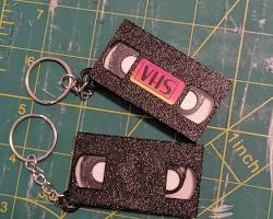 Keychain made out of VHS cassette