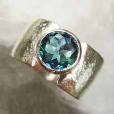 Mystic Topaz Ring Round Blue Topaz Ring Faceted Sterling Silver Wide Band Hammered Size 9 Chunky Silv Mystic Topaz Ring Chunky Silver Rings Silver Rings