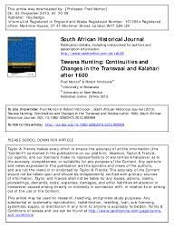 Pdf tswana hunting continuities and changes in the transvaal and kalahari after 1600 / providing quality email hosting to both businesses and end users since 2001. Pdf Hitchcock And Morton Pub Tswana Hunting 2013 Fred Morton And Robert Hitchcock Academia Edu