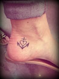 Black ink anchor with heart tattoo on. Cross Heart Anchor Tattoo On Inspirationde