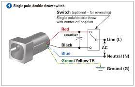 Black = phase or line, white = neutral and green/yellow = earth conductor. How To Connect A Reversing Switch To A 3 Or 4 Wire Psc Gearmotor Bodine Gearmotor Blog