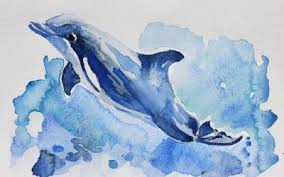 Watercolor Artwork Dolphin Painting Dolphin Art Watercolor Artwork