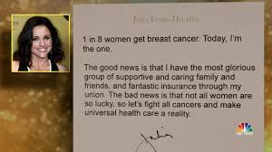 Why are they giving you the finger on tv? Julia Louis Dreyfus Reveals She Has Breast Cancer
