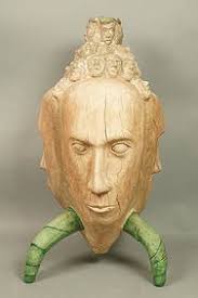 Large Ceramic Moon Face Sculpture