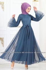 Modaselvim Elbise Volan Kol Kemerli Elbise 81671bn105 Indigo Moda Stilleri Elbise Basortusu Modasi