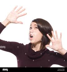 Young woman trapped against glass Stock Photo - Alamy