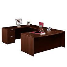 Thermally fused laminate over composite wood in a sand oak finish. U Shaped Desks Officefurniture Com