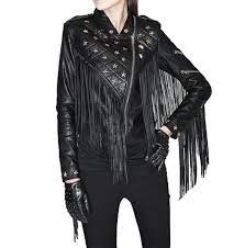 Tradesy Black Star Studded Fringed Vegan Leather Jacket Size 12 L In 2021 Vegan Leather Jacket Fringe Leather Jacket Stylish Leather Jacket