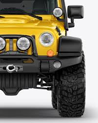 Jeep Wrangler Mockup Front View In Vehicle Mockups On Yellow Images Object Mockups Mockup Free Psd Psd Mockup Template Mockup Psd