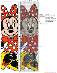 Valentine minnie color graph pattern. Cross Stitch Children Bookmark Disney Minnie Mouse Decoratorist 159860