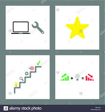 Vector Icon Concept Set Spanner And Laptop Star Shape