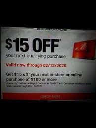 Home Depot Coupon 15 Off 100 In Store Or Online Exp 02 12 2020 In 2020 Home Depot Coupons Home Depot Coupons