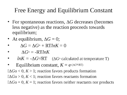 According to the second law of thermodynamics, for systems reacting at standard conditions for temperature and pressure (or any other fixed temperature and pressure), there is a general natural tendency to achieve a minimum of the gibbs free energy. Slides Show