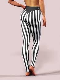 Black And White Striped Tights Outfit Beetlejuice Leggings Stripes Yoga Pants Striped Black White High Waist Cosplay Lycra Shaping Slimming Striped Leggings Workout Leggings Outfit Leggings Fashion