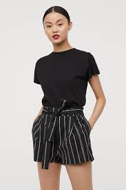 Black And White Striped Shorts Pdp Belted Shorts Outfits Striped Shorts Outfit White Shorts Outfit