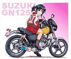 suzuki gn 125 h イラスト バイク アニメ オートバイアート