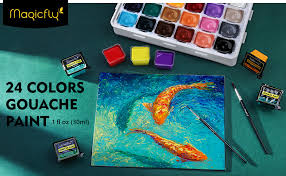 It's easily manipulated this way so it can be used for a variety of art, from entire paintings to film and animation for concepts and backgrounds. Amazon Com Magicfly Gouache Paint Set 24 Colors X 30ml 1 Oz Unique Jelly Cup Design With 3 Paint Brushes And A Handhold Portable Carrying Case Watercolor Gouache Painting Set For Artist Student Kids