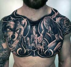 60 Wolf Chest Tattoo Designs For Men Manly Ink Ideas Chest Tattoo Men Full Chest Tattoos Wolf Tattoos