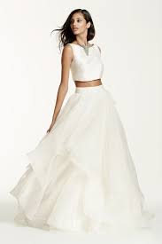 Two Piece Mikado Crop Top Ball Gown David S Bridal Crop Top Wedding Dress Davids Bridal Wedding Dresses Ball Gowns Wedding