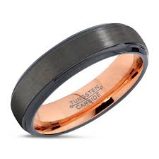 Black And Rose Gold Mens Ring Gunmetal Tungsten Ring Mens Wedding Band Rose Gold 6mm 18k Etsy Rings For Men Rose Gold Mens Wedding Band Gunmetal Tungsten Ring
