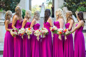 Caroline Trey S Wedding A Preview Fuchsia Wedding Bridesmaid Magenta Wedding
