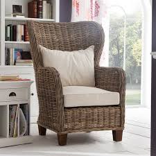 Garry Coastal Rattan Wingback Accent Chair Wicker Dining Chairs Comfortable Accent Chairs Wicker Chairs