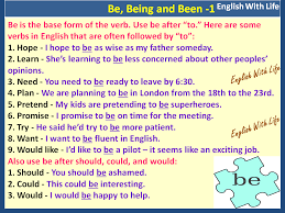 Be Being And Been 1 English Verbs Learn English Teaching English