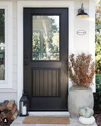 Maybe you would like to learn more about one of these? 10 Inspiring Front Porches Decorated For Fall Black Exterior Doors Front Porch Decorating Painted Front Doors