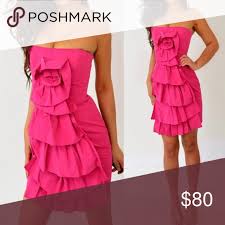 Bcbgmaxazria Pink Azalea Ruffle Strapless Dress Strapless Ruffle Dress Dresses Clothes Design