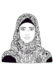 Great wall of china coloring page. Woman Headscarf Oriental Adult Coloring Pages