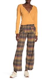 Free People Birch Plaid Wide Leg Pants Nordstrom Rack