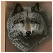 M Clark, Gray Wolf Portrait Pastel Painting
