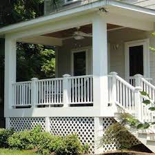 White Porch Railings With Capped Posts Covered Porch Porch Railing Designs Craftsman Bungalows Porch Design