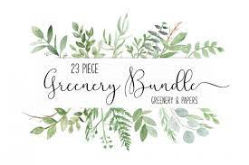 Watercolor Greenery Botanical Bundle Hand Painting Art Clip Art Botanical
