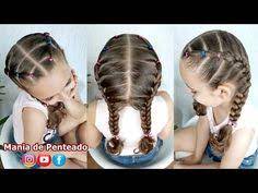 Penteado Infantil Com Ligas E Trancas Embutida Easy Hairstyle With Rubber Band And Braid For Girl Little Girl Hairstyles Girls Braids Halloween Makeup Pretty
