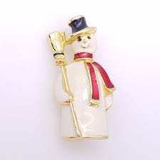 Vintage Gold Tone Enameled Snowman Brooch With Broom Etsy In 2021 Vintage Gold Gold Tones Themed Jewelry