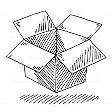 Hand Drawn Vector Drawing Of An Open Cardboard Box Black And White Cardboard Box Drawings Draw A Box