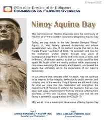 Filipinos remember the ultimate sacrifice that ninoy aquino made for the people of the philippines. Ninoy Aquino Day Commission On Filipinos Overseas