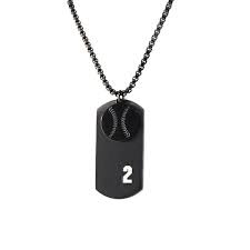 Every number pendant includes a stainless steel chain necklace. Number 2 Baseball Number Necklace Black Etsy