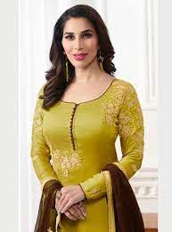 Green lemon with leaf png background. Lemon Green Satin Embroidered Latest Design Salwar Kameez Pakistani Salwar Suit Neck Designs Kurti Neck Designs Kurti Designs Party Wear